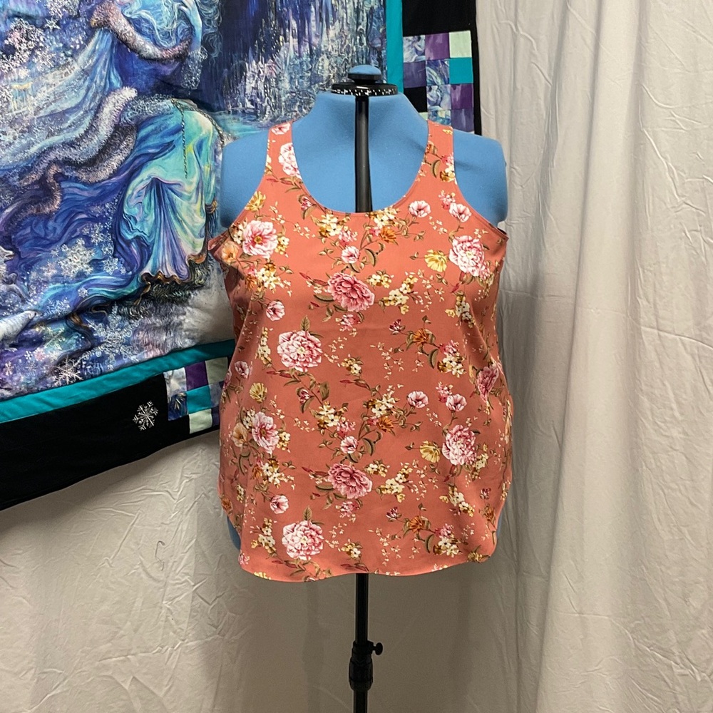 Ricki's Floral Tank Top - Orange and Pink